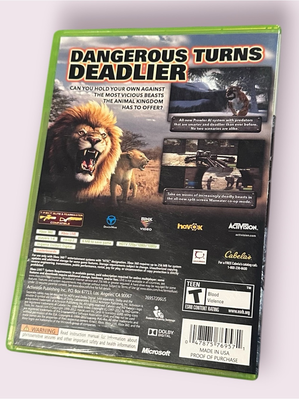 XBOX 360 Cabela's Dangerous Hunts 2013 Video Game With Gun And Manual NOT TESTED - Picture 12 of 16